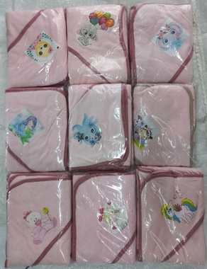 Полотенце детское для купанья велюровое с капюшоном Zeron пудрово-розовое 80x80 см