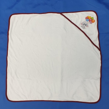 Полотенце детское для купанья велюровое с капюшоном Zeronбелое 80x80 см