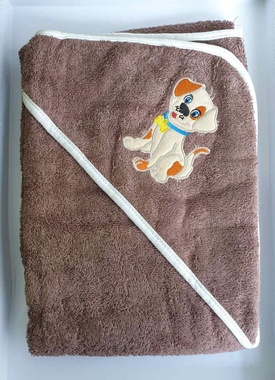 Рушник дитячий для купання з капюшоном махровий Zeron коричневий 100x100 см