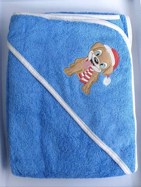 Полотенце детское для купанья с капюшоном махровое Zeron синее 100x100 см