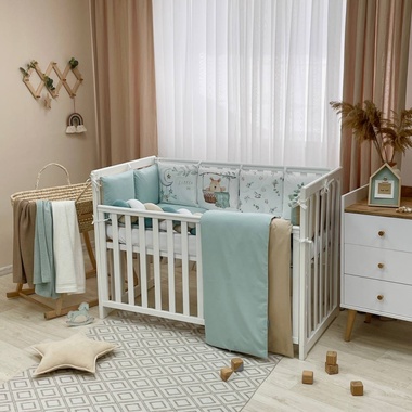 Комплект постельного белья Маленькая Соня Арт Дизайн "Игрушки" мятный для новорожденных