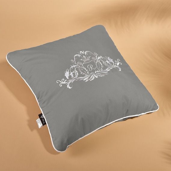Подушка днекоративная ROYAL с вышивкой IDEIA серая 45x45 см