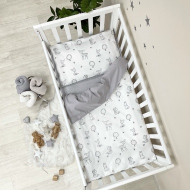 Комплект постельного белья Маленькая Соня Happy night Зверята серые для новорожденных