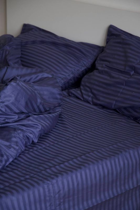Постільна білизна Bedclozzzes страйп сатин індиго №24 сімейний