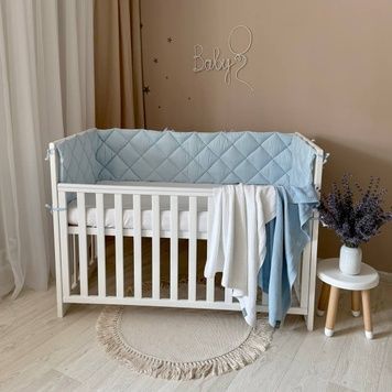 Бортик стьобаний Маленька Соня "Baby Dream" на 3 сторони поплін блакитний 2,4 м