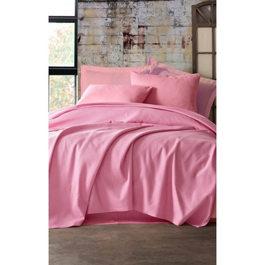 Покривало піке Eponj Home Deportes pembe рожеве вафельне 200x235 см