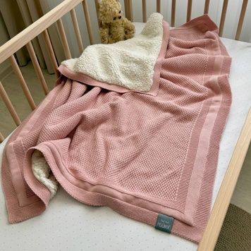 Плед Маленькая Соня вязаный Teddy Рогожка пудра 80x100 см