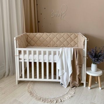 Бортик стьобаний Маленька Соня "Baby Dream" на 3 сторони поплін латте 2,4 м
