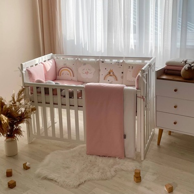 Комплект постільної білизни Маленька Соня Арт Дизайн "Равлик" пудра-білий для новонароджених