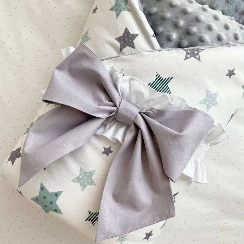 Плед-конверт с одеялом Маленькая Соня Stars серо-мятный 80х100 см