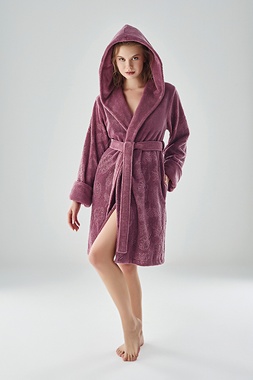 Халат жіночий з капюшоном Nusa 8665 фіолетовий.