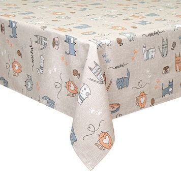 Скатертина Home Line "Кіт на кухні" бежева 150х150 см