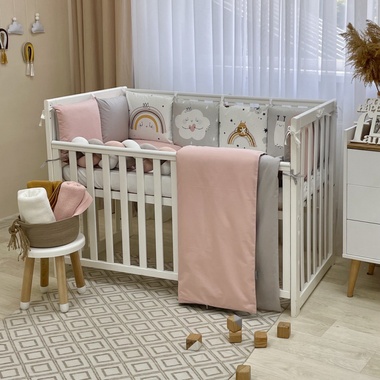 Комплект постільної білизни Маленька Соня Арт Дизайн "Равлик" пудра-сірий для новонароджених