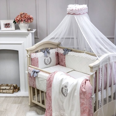 Комплект постельного белья Маленькая Соня De Lux пыльная роза для новорожденных
