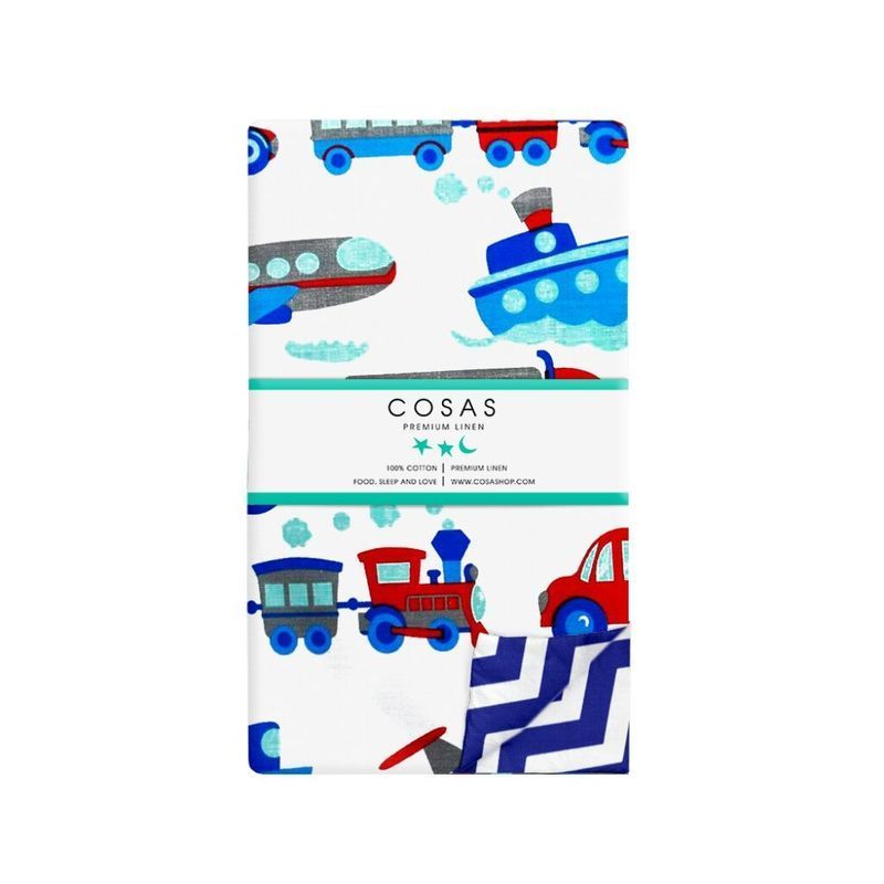 Пододеяльник детский Cosas TRANSPORT /оборот зигзаг синий/ 110х140 см