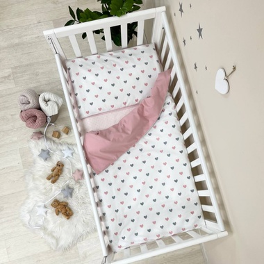 Комплект постельного белья Маленькая Соня Happy night сердца пудра для новорожденных
