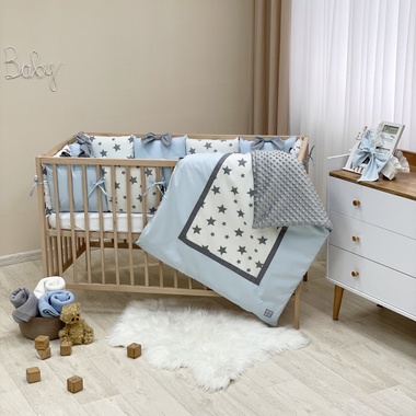 Комплект постельного белья Маленькая Соня Коллекция №4 Звезды голубой для новорожденных