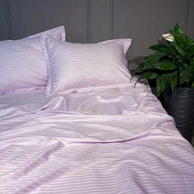 Постельное белье MLS сатин страйп Delux розовый двуспальный