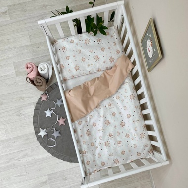 Комплект постельного белья Маленькая Соня Happy night Галактика бежевый для новорожденных