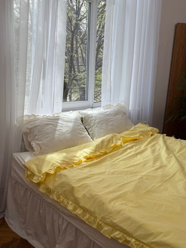 Постельное белье Bedclozzzes лимонный тарт с рюшами евро