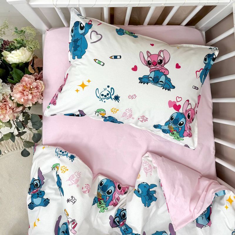 Комплект постільної білизни Маленька Соня полуторний Stich/рожевий (підковдра+наволочка) підлітковий