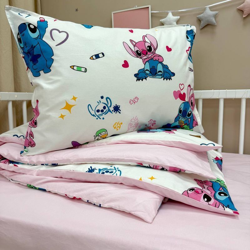 Комплект постільної білизни Маленька Соня полуторний Stich/рожевий (підковдра+наволочка) підлітковий