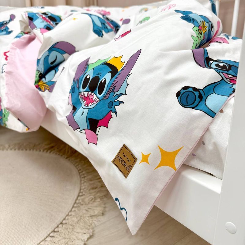 Комплект постільної білизни Маленька Соня полуторний Stich/рожевий (підковдра+наволочка) підлітковий