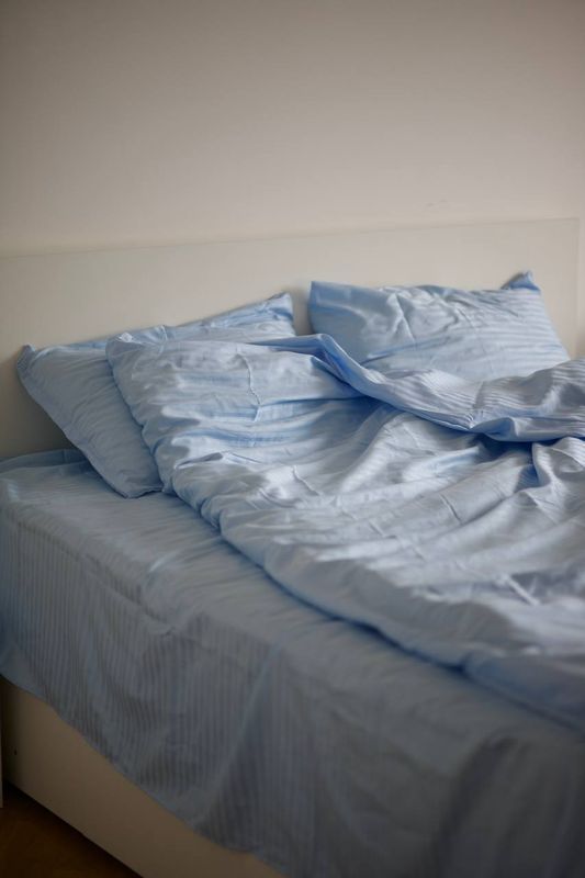 Постільна білизна Bedclozzzes страйп сатин блакитний №14 полуторний