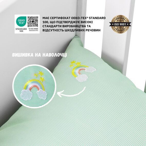 Комплект постельного белья PAPAELLA мята в кроватку для младенцев