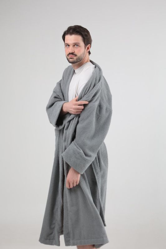 Махровый халат Bedclozzzes мужской серый S-M