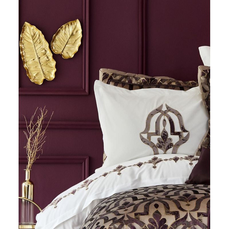 Постельное белье с покрывалом + плед Karaca Home Morocco purple-gold хлопок золотой евро