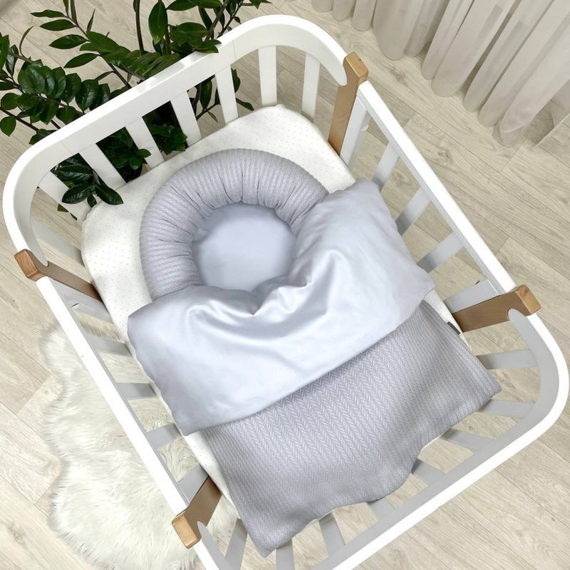 Плед-конверт Маленька Соня з ковдрою + бантик DreamLand сірий 75x100 см