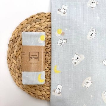 Пеленка Маленькая Соня муслин Teddy Bear голубой 80x100 см