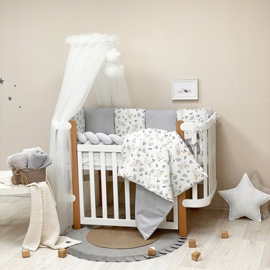 Комплект постільної білизни Маленька Соня Happy night Овечки сірі для новонароджених