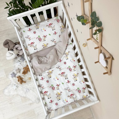 Комплект постільної білизни Маленька Соня фланель Олені новорічні для новонароджених