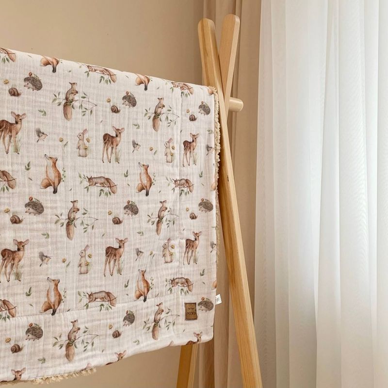 Плед Маленькая Соня муслин на меху Teddy Лесные звери 80x100 см