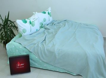 Простынь-покрывало TAG пике Косичка голубой 200x235 см