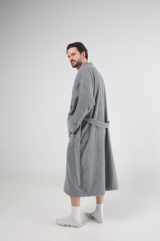 Махровый халат Bedclozzzes мужской серый M-L