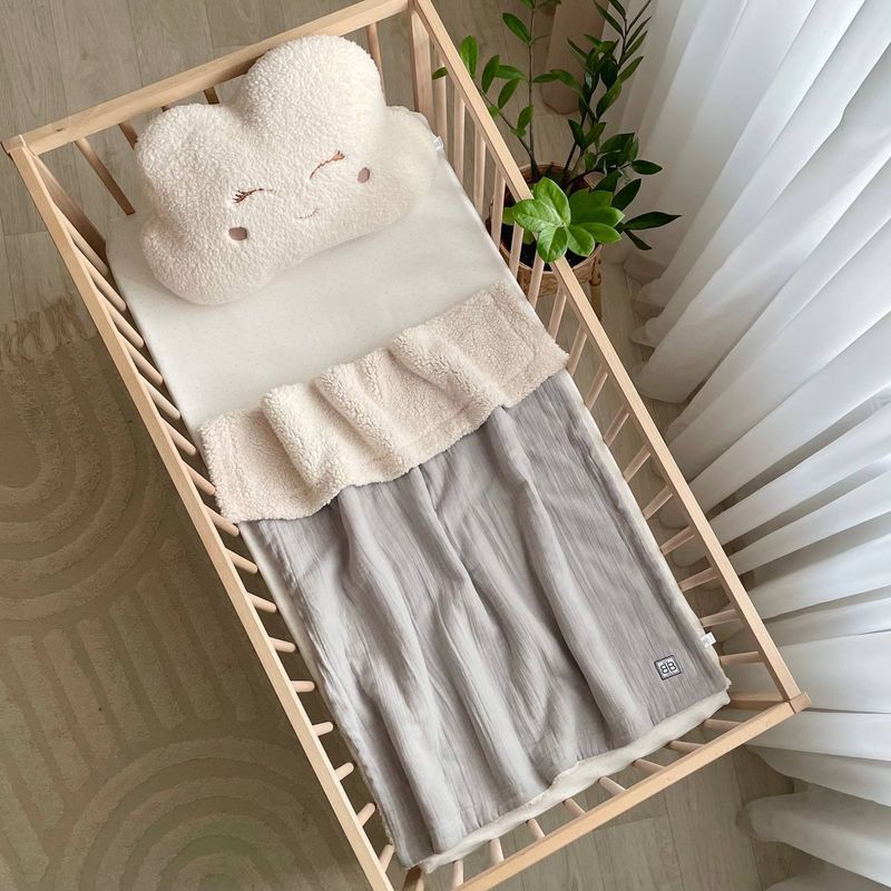 Плед Маленька Соня муслін на хутрі Teddy сірий 80x100 см