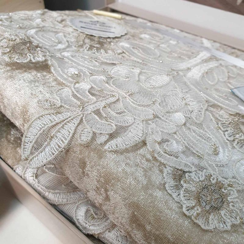 Скатертина прямокутна велюр 160х220 , Almond Kappuccino