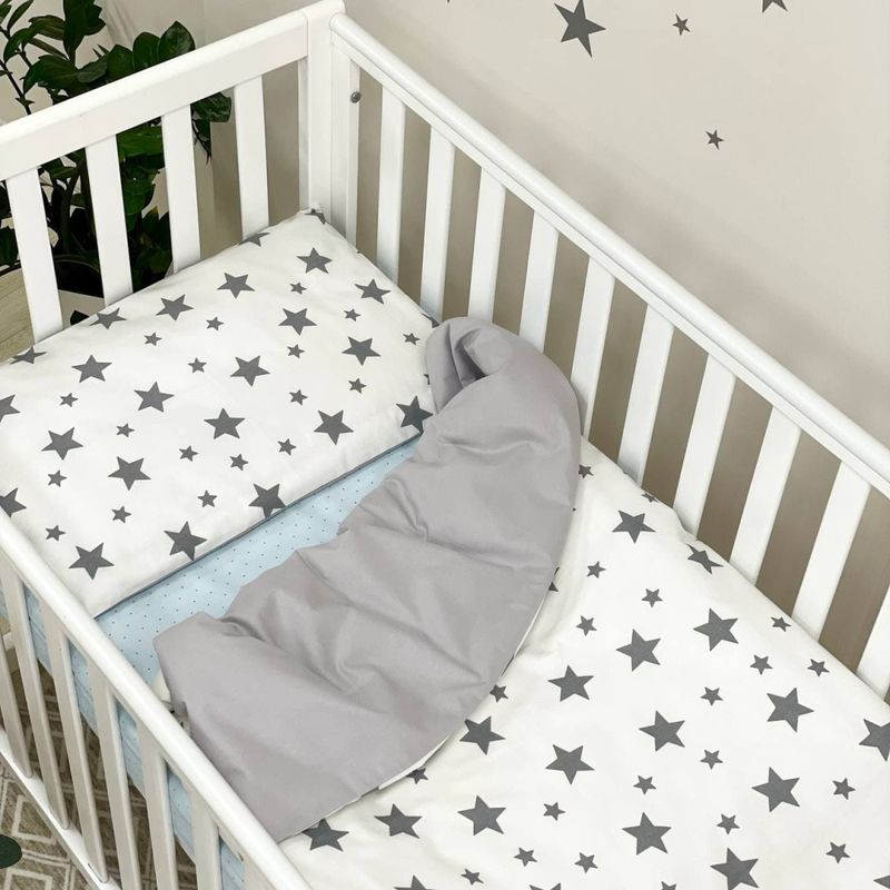 Комплект постільної білизни Маленька Соня Happy night Зірки сірі для новонароджених