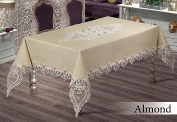 Скатертина прямокутна люрекс 160х220 , Almond Cri