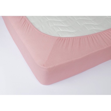 Простынь махровая на резинке Lotus розовая, 160x200