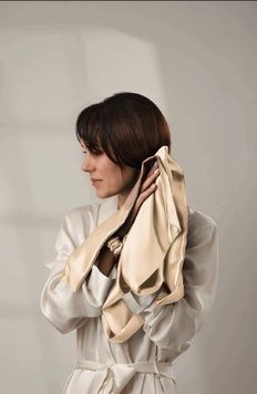 Рушник для волосся шовковий Silk DeLight шампань 55х75 см