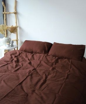 Постельное белье Bedclozzzes страйп сатин шоколадный №21 полуторный