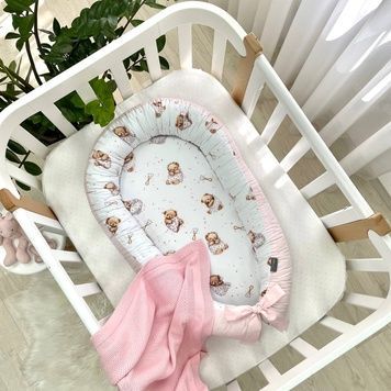 Кокон Маленька Соня Baby Design Ведмедик у ковдрі на білому 77x44 см