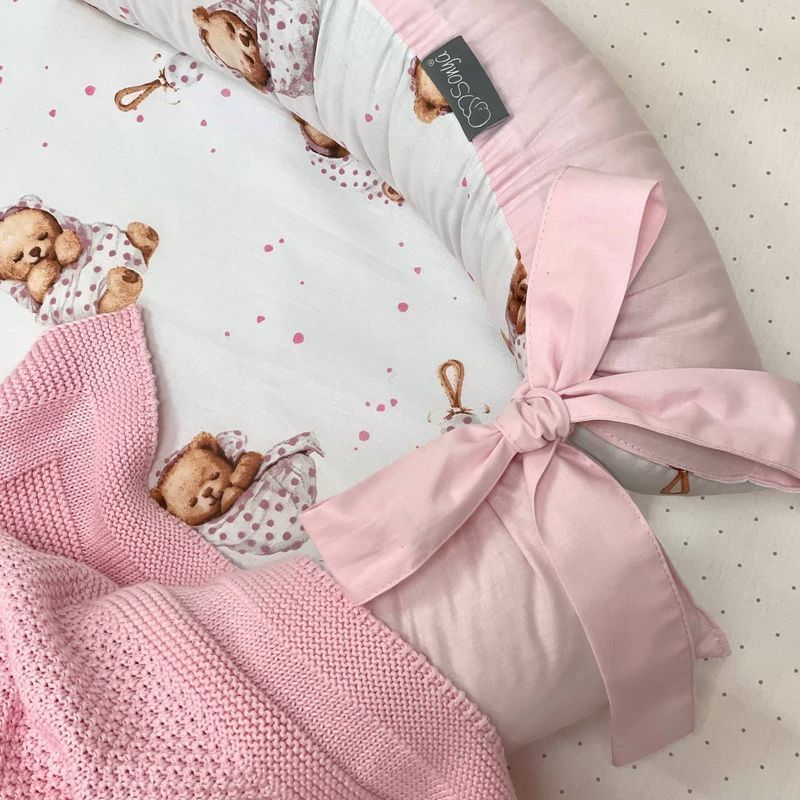Кокон Маленька Соня Baby Design Ведмедик у ковдрі на білому 77x44 см