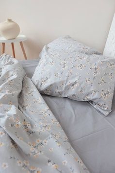 Постельное белье Bedclozzzes ранфорс Серый цвет с однотонным (№6541+54) евро