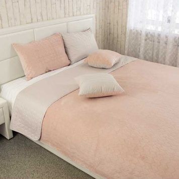 Покривало велюрове стьобане Tenderness SoundSleep пудра 150х220 см