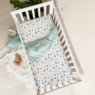 Комплект постельного белья Маленькая Соня Baby Dream Stars мята для новорожденных